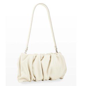 AUTH NWT Staud Ruched Bean Convertible Wristlet Clutch Leather Bag Cream